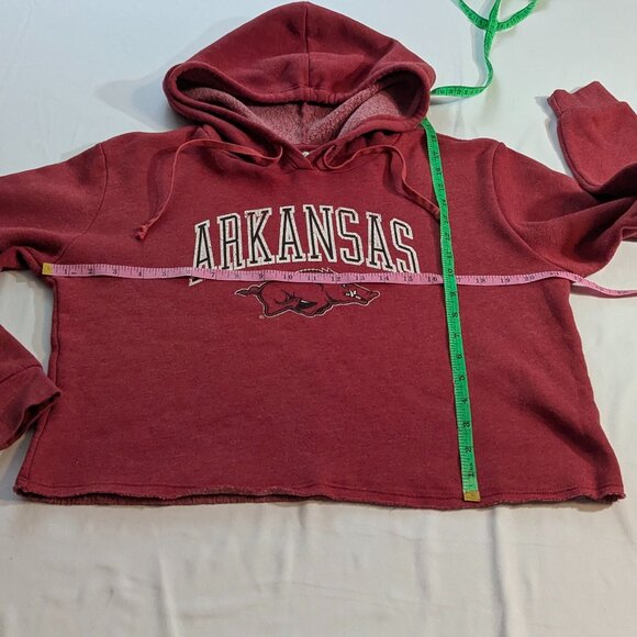 Blue 84 Brand Arkansas Razorback Cropped Hoodie Size Medium Dark Red (Cardinal) - Picture 3 of 9